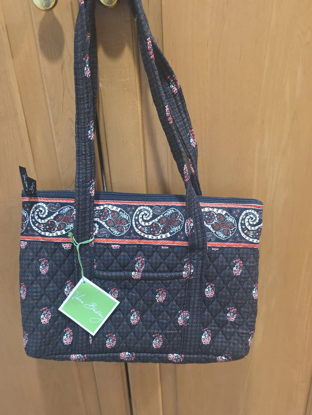 Vera Bradley NWT Betsy Quilted Paisley Tote in Brown And Redish Orange